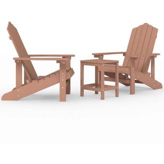 vidaXL Sillas De Jard&iacute;n Adirondack Con Mesa De Enganche Marr&oacute;n