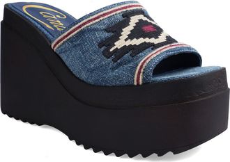 Candie's Berina Platform Wedge Sandal in Blue at Nordstrom, Size 11