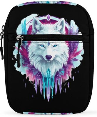 Generic Wolf Blue Eyes Trendy Crossbody Bag for Men Women Small Satchel Men Sling Adjustable Shoulder Strap Messenger