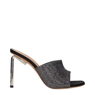 Off-white Black Satin Stiletto Heel Womens Sandals