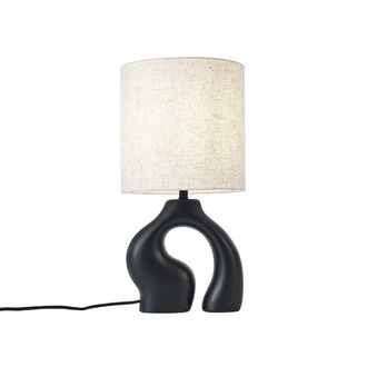 QAZQA Qazqa L&aacute;mpara De Mesa Japandi Negra Con Pantalla De Lino - Dahlia