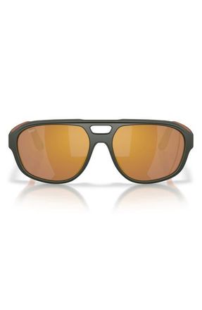 Costa Street Heat 55mm Polarized Mirrored Rectangular Sunglasses in Matte Olive /Gold Mirror at Nordstrom