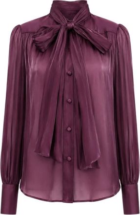 Actualee Strik met strikdetail - Dames - Blouses - Paars - XS - Polyester - Overhemden