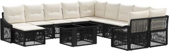 vidaXL Conjunto De Sof&aacute;s De Jard&iacute;n 12 Uds. Negro Y Blanco Crema Vidaxl