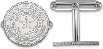 Diamond2Deal Sterling Silver Rhodium-plated Baylor University Crest Cuff Links