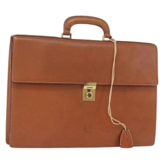 Loewe Pre-owned Leather Briefcase - Dames - Pre-owned - Bruin - Maat: ONE Size Leer