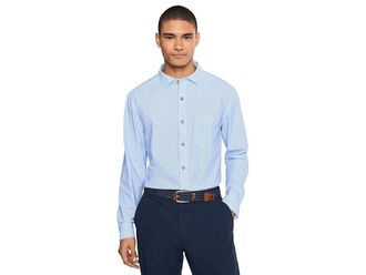 Johnston & Murphy XC+ Motion Long Sleeve Dress Knit Shirt Mens Clothing Blue Tulip Print Shirt : 3XL, Nylon