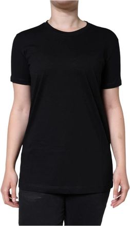 Dolce & Gabbana Crew Neck T-shirt - Dames - T-shirts - Zwart - L - Katoen - Tops