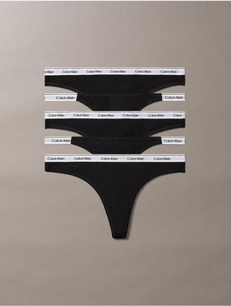 Calvin Klein Calvin Klein Womens Icon Logo 5-Pack Mixed Thong - Black - XL
