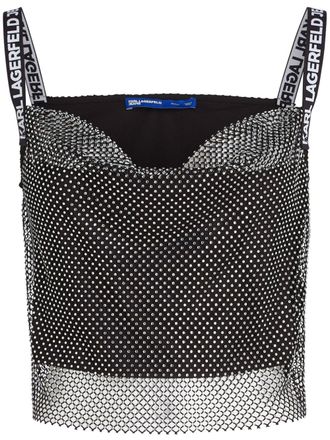 Karl Lagerfeld chainmail top - women - Polyester - M - Black