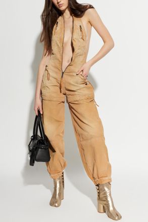 Dsquared2 Denim Off-the-shoulder Jumpsuit, Womens, Beige