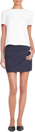 Staud Annette Pinstripe Mini Skirt In Navy