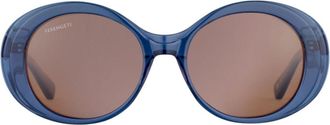 Serengeti Eyewear Bacall Translucent Blue Frame Sunglasses with Brown-Tinted Lenses