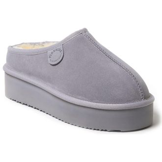 Dearfoams Fireside Queenstown Genuine Shearling Platform Clog Slipper in Sleet at Nordstrom, Size 10