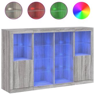 Berkfield Home Sideboards with LED Lights 3 pcs Grey Sonoma Engineered Wood