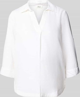s.Oliver Red Label Relaxed Fit Hemdbluse aus Leinen-Viskose-Mix in Weiss, Gr&ouml;&szlig;e 34