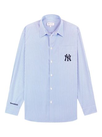 Sporty & Rich Yankees Serif striped button-up shirt - men - Cotton - M - Blue