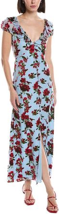 Alice & Olivia Alice + Olivia Tara Ruffle Deep-V Seamed Slip Dress