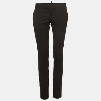 Dsquared2 Black Gabardine Sequin Detail Trousers