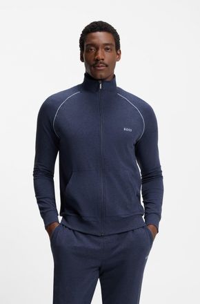 HUGO BOSS Sweatjacke BOSS Mix&Match Jacket Z, Damen, Gr. 5XL, blau (open blau 460), Sweatware, Obermaterial: 95% Baumwolle, 5% Elasthan, Basic h&uuml;ftbedeckend, ho