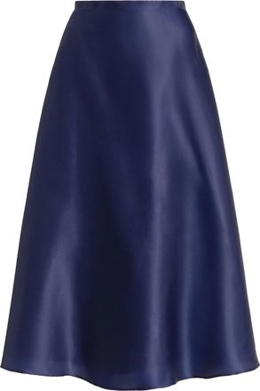 Alberta Ferretti A-Line Satin Midi Skirt with Lustrous Finish