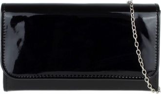 Girly HandBags Womens Plain Glossy Clutch Bag - Black