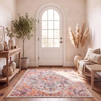 Safavieh Alfombra boho de polipropileno beige/naranja, 183 x 274 cm