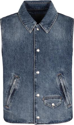 Givenchy Jassen, Heren, Blauw, L, Katoen, Denim Katoenen Vest