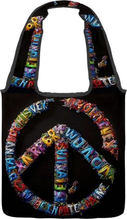 Generic Colorful Peace Icon Reversible Canvas Shoulder Tote - Double-Sided Print, 12oz Cotton, 27cm Drop, Fold-Flat Bag for Travel, Shopping, Street Outings