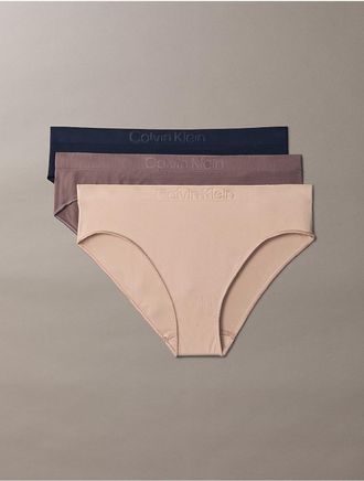Calvin Klein Womens Bonded Flex 3-Pack Mid Rise Bikini - Brown - XL