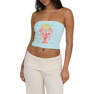 Billabong Cocoa Graphic Strapless Top in Clearwater at Nordstrom, Size X-Large