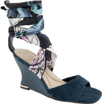 Kenneth Cole Fabia Ankle Wrap Wedge Sandal in Navy Suede at Nordstrom, Size 7.5