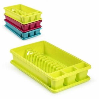 Trade Shop Trade Shop - Scolapiatti Rettangolare Medio In Plastica Colorata Con Porta Posate Cucina