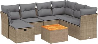 vidaXL Juego De Sof&aacute;s Jard&iacute;n Con Cojines Beige Mezcla 8 Pzas Rat&aacute;n Pe Vidaxl