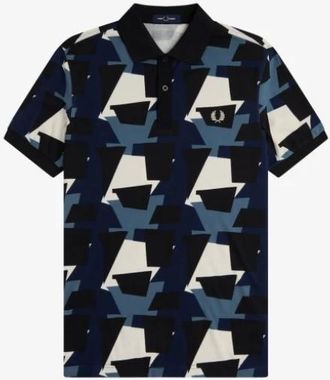 Fred Perry Tops, Heren, Veelkleurig, S, Katoen, Fragment Print Poloshirt
