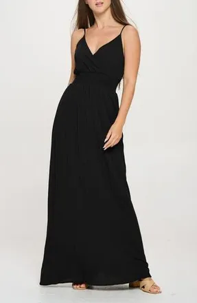 West K Solid Sleeveless Gauze Maxi Dress in Black at Nordstrom Rack, Size X-Small