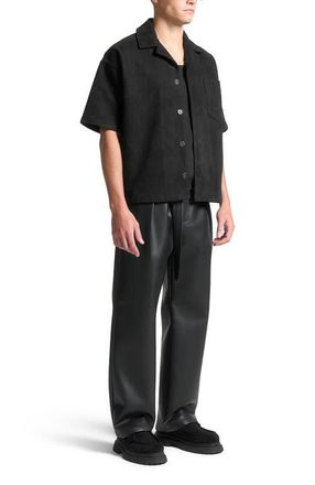 Mani&egrave;re De Voir Luc Boxy Suede Shirt in Black at Nordstrom, Size X-Small
