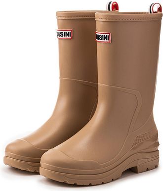 Pangolin Womens Waterproof Mid-Calf Wellies, Rubber Pull-On Wellington Boots with Slip-Resistant Lug Sole, Lightweight Easy-Clean Garden & Rain Boots Brown 4.5