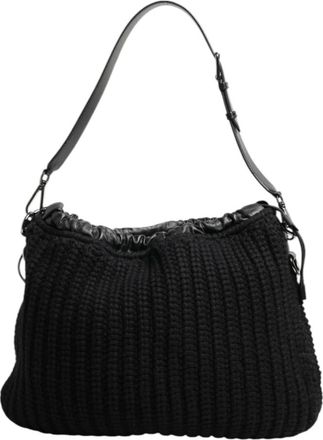 Dolce & Gabbana Zwarte Kasjmier Leren Schouder Dames Tas - Dames - Schoudertassen - Zwart - ONE Size - Kasjmier - Tassen