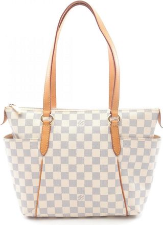 Louis Vuitton White Pvc Coated Canvas Leather Tote Bag (Pre-Owned)