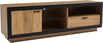 Urban Meuble Mueble de tv moderno con efecto madera y cristal negro