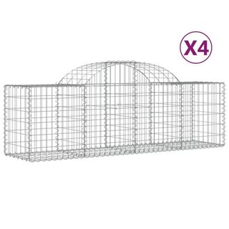 Berkfield Home Arched Gabion Baskets 4 pcs 200x50x60/80 cm Galvanised Iron in Silver