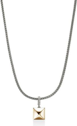 John Hardy Icon Stud Pendant Necklace, 14K Gold, Sterling Silver, Diamonds, 2.5mm in Silver And Gold at Nordstrom, Size 18