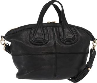 Givenchy Nightingale Satchel Leather Black Leather Handbag (Pre-Owned)