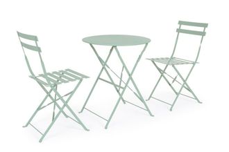 Konte Design Juego de bistrot con mesa y 2 sillas en acero tiffany