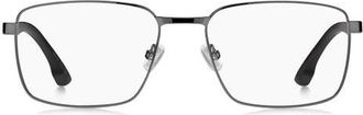 HUGO BOSS 56mm Rectangular Optical Glasses in Dark Ruthenium at Nordstrom
