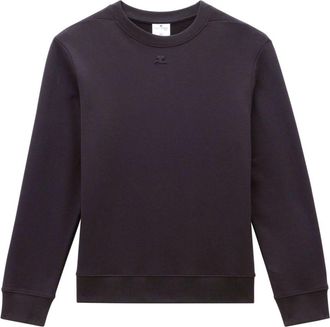 Courr&egrave;ges logo-embroidered fleece sweatshirt - unisex - Cotton - M - Black