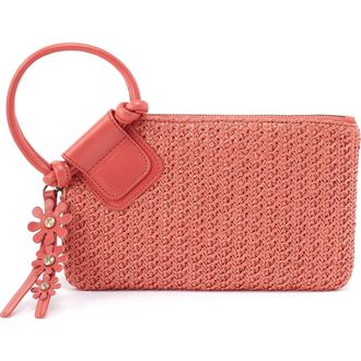Hobo Sable Straw & Leather Wristlet in Wild Rose Woven Straw at Nordstrom