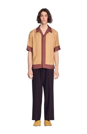 Sandro Micro cross motif shirt in Camel at Nordstrom, Size Xx-Large