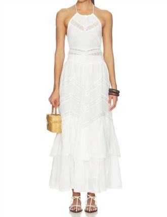 For Love & Lemons Lou Maxi Skirt In White
